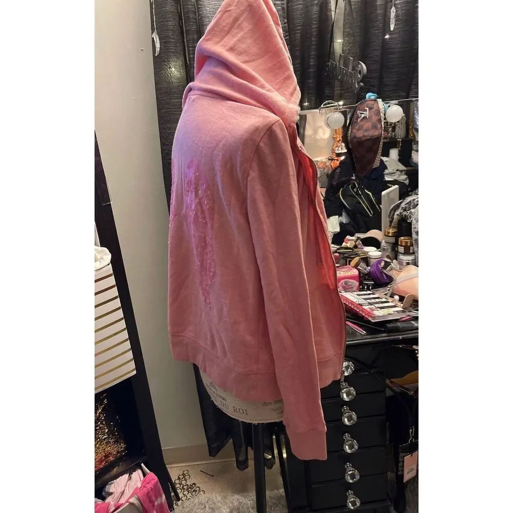 Victoria's Secret VS Angel Wing Hoodie Xs Barbie pink/pink rhinestone sweatshirt